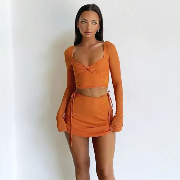 Sweetheart Tangerine Dream Mini Skirt Set