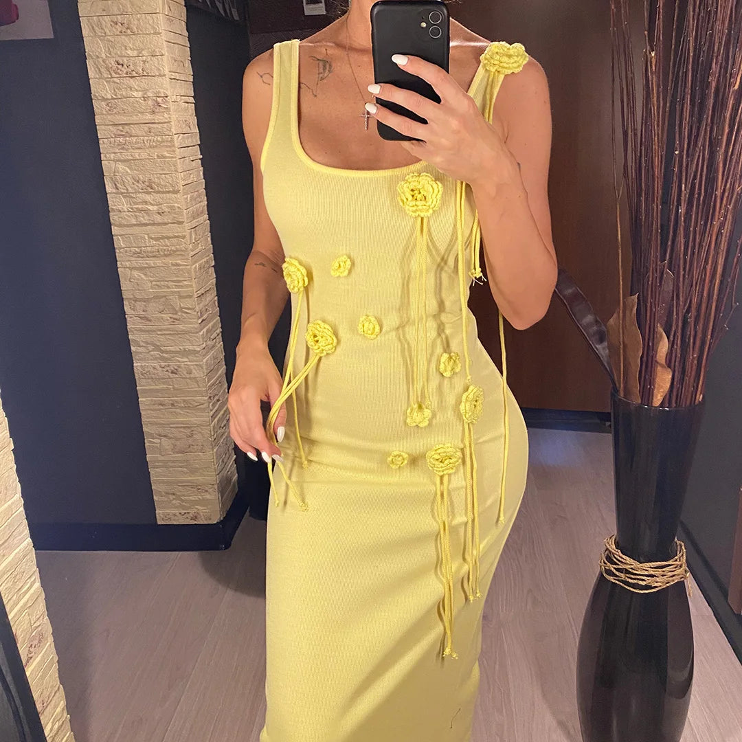 Delany Knitted Flower Dress