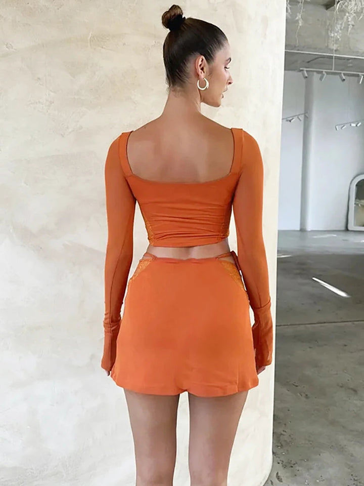 Sweetheart Tangerine Dream Mini Skirt Set