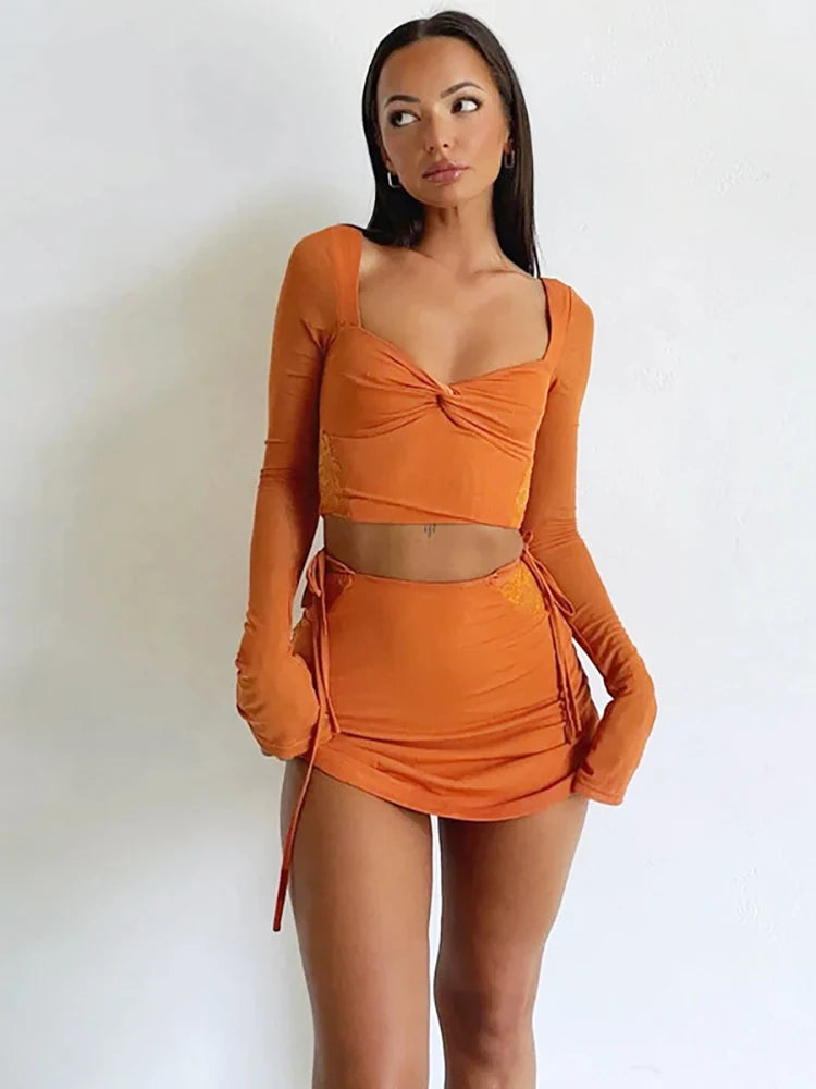 Sweetheart Tangerine Dream Mini Skirt Set