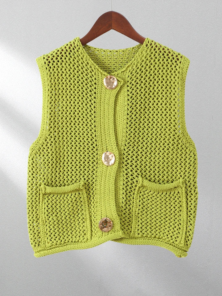 Astera Round Neck Sleeveless Cardigan