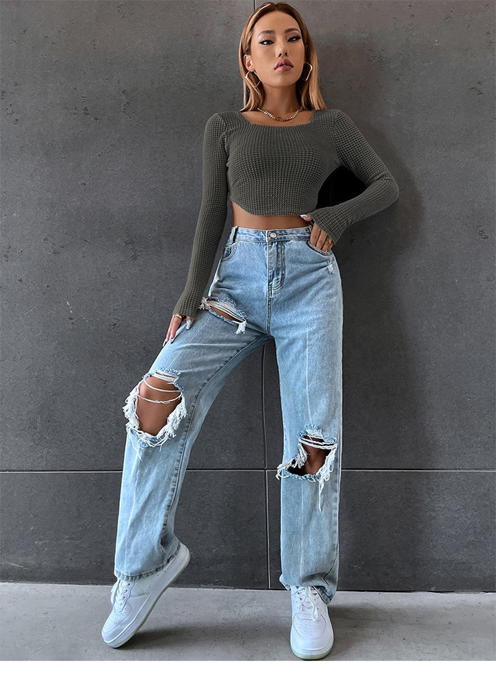 Coralie Waffle Knit Crop Top