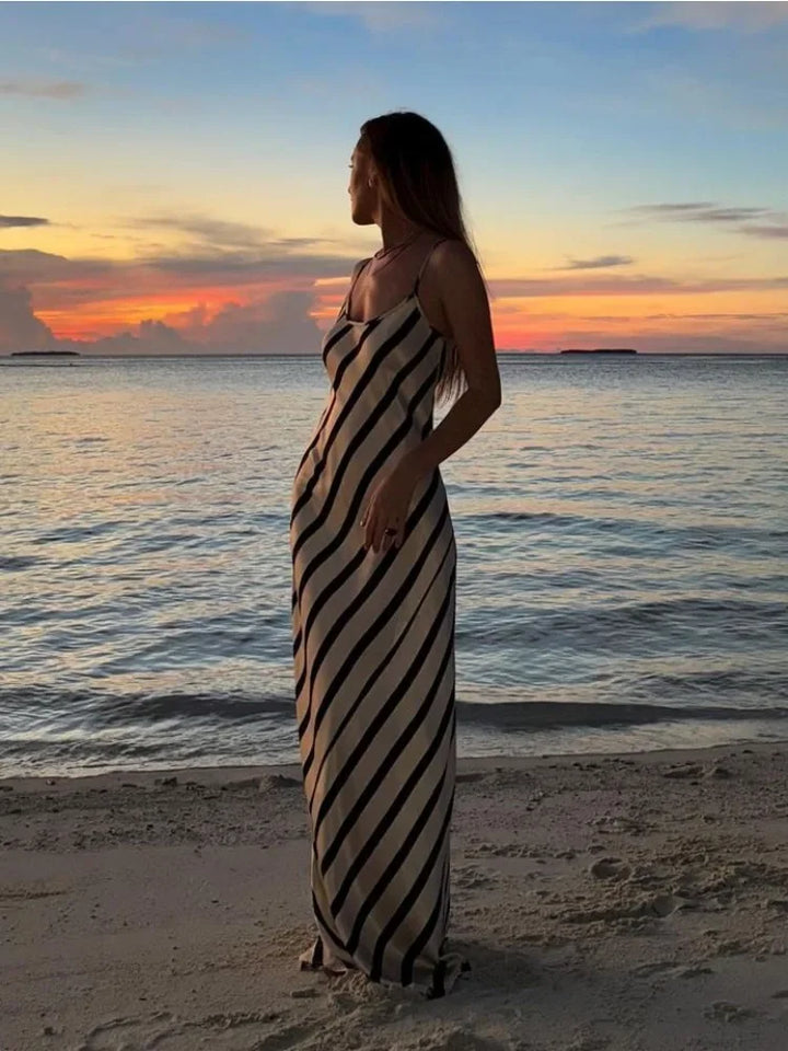 Just Your Stripe Backless Maxi Dress