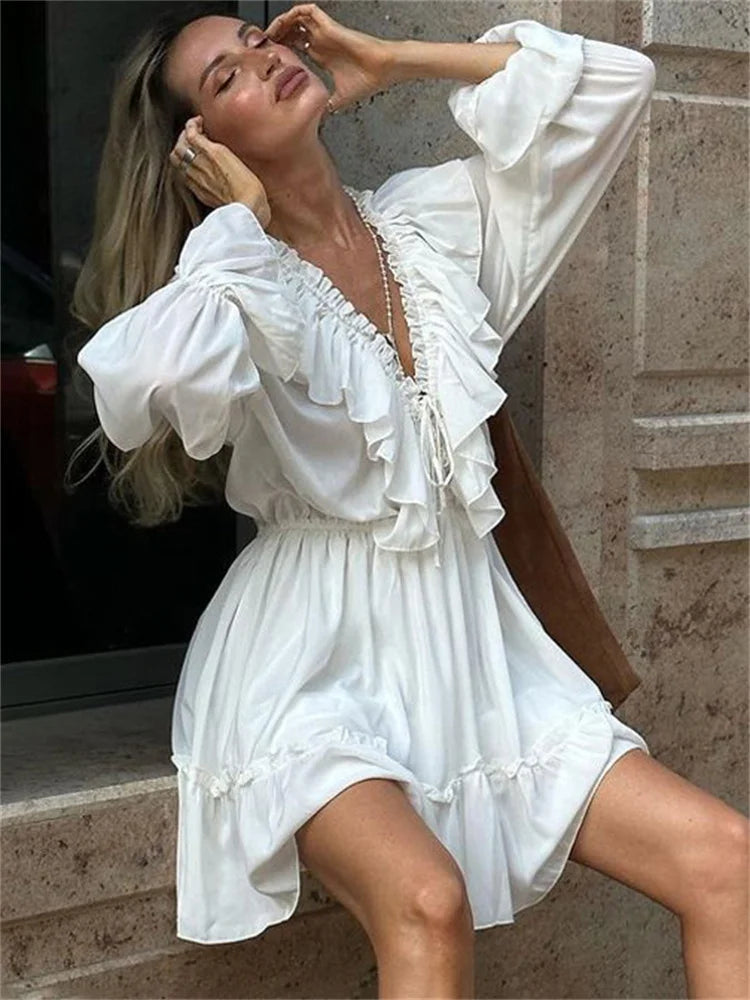 Lily Lace Ruffle Mini Dress Bella Chix Co Lily Lace Ruffle Mini Dress Bella Chix Co