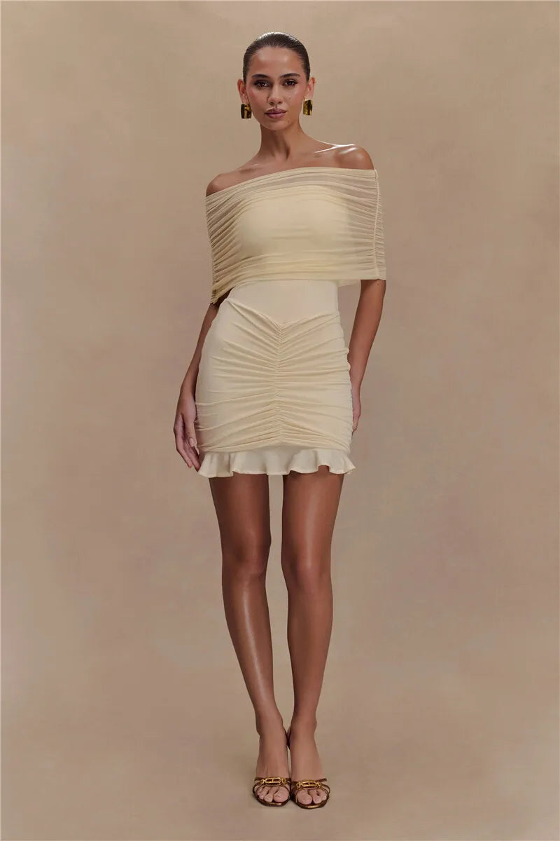 Lucy Off Shoulder Mini Mesh Dress