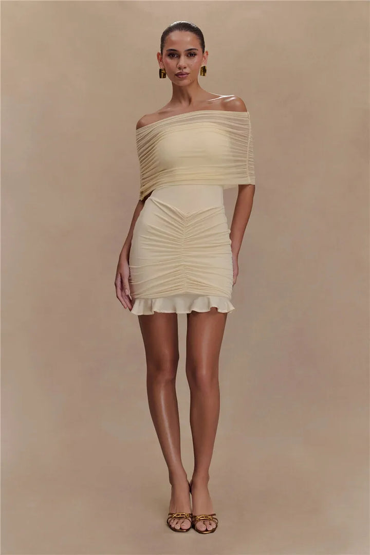 Lucy Off Shoulder Mini Mesh Dress