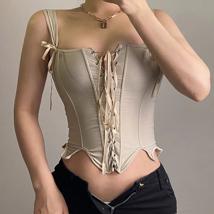 Mingle Beans Tie Up Bustier Top