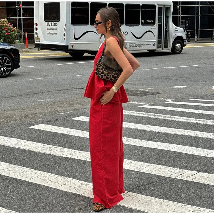 Fiery Wide-Leg Matching Set