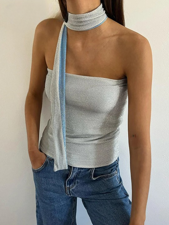 Glimmer Skinny Sleeveless Crop Top