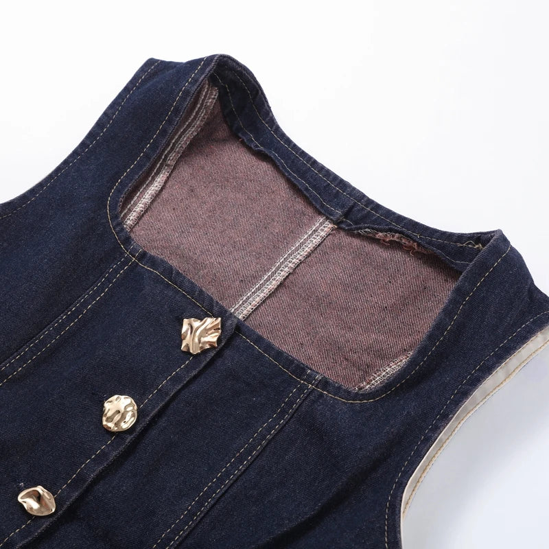 Office Era Square Neck Denim Set