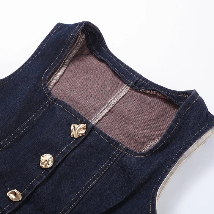 Office Era Square Neck Denim Set