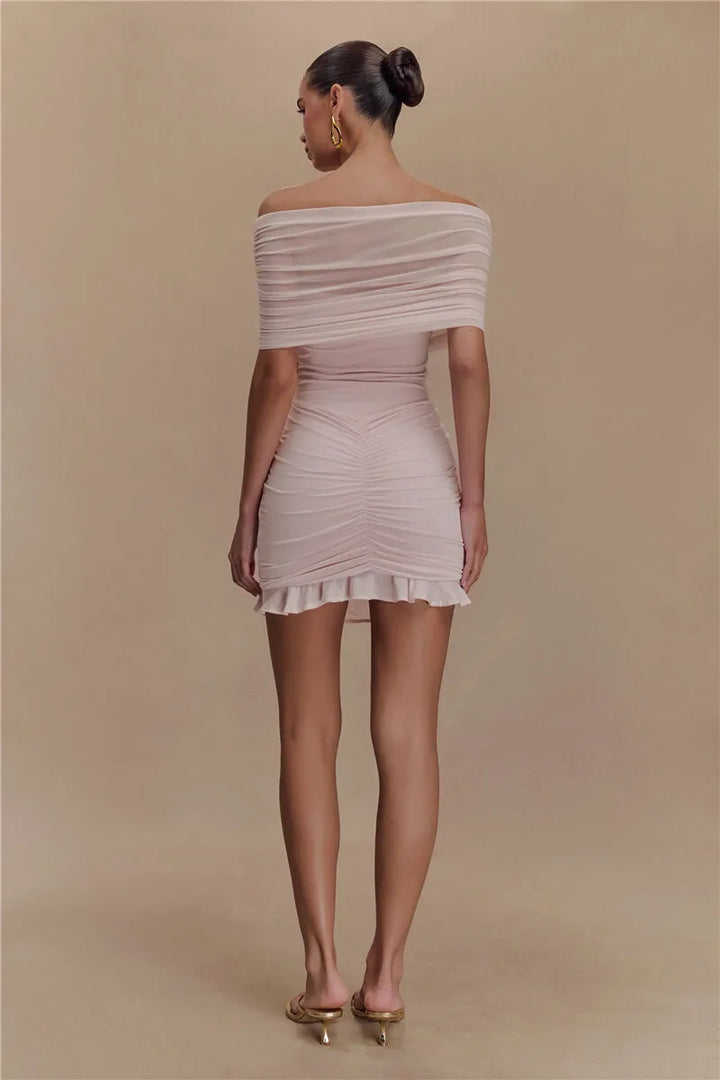 Lucy Off Shoulder Mini Mesh Dress