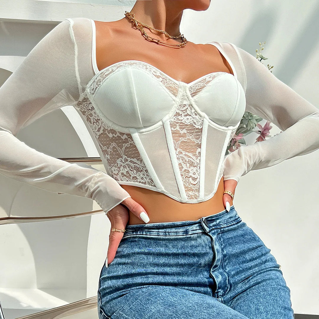 Catching Feelings Lace Corset Top