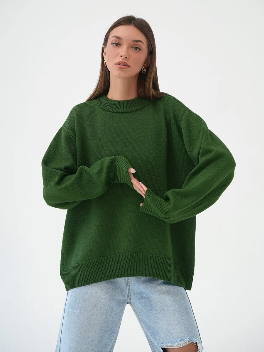 Roll With The Flow O Neck Knitted Pullover