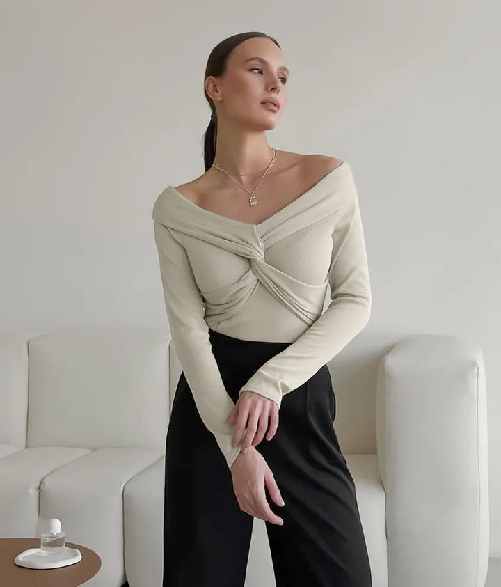 Draped Slash Neck Top