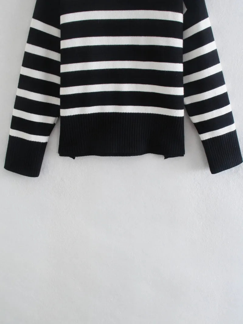 Madisyn Stripe Oversize Turtleneck Sweater