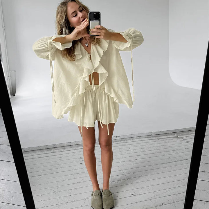 Edith Ruffled Shorts Set