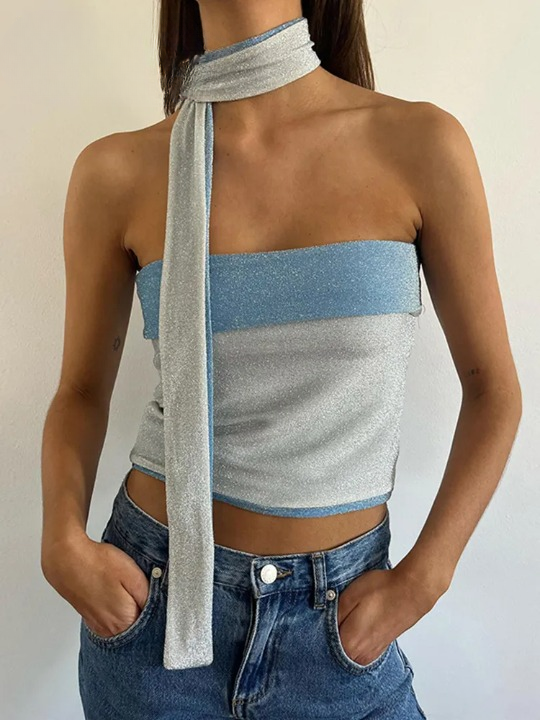 Glimmer Skinny Sleeveless Crop Top