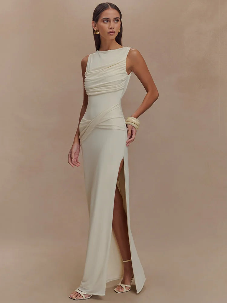 Jennifer Backless Ruched Maxi Dress