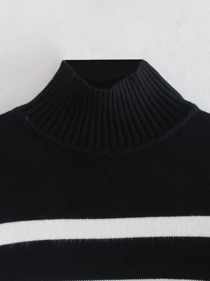 Madisyn Stripe Oversize Turtleneck Sweater