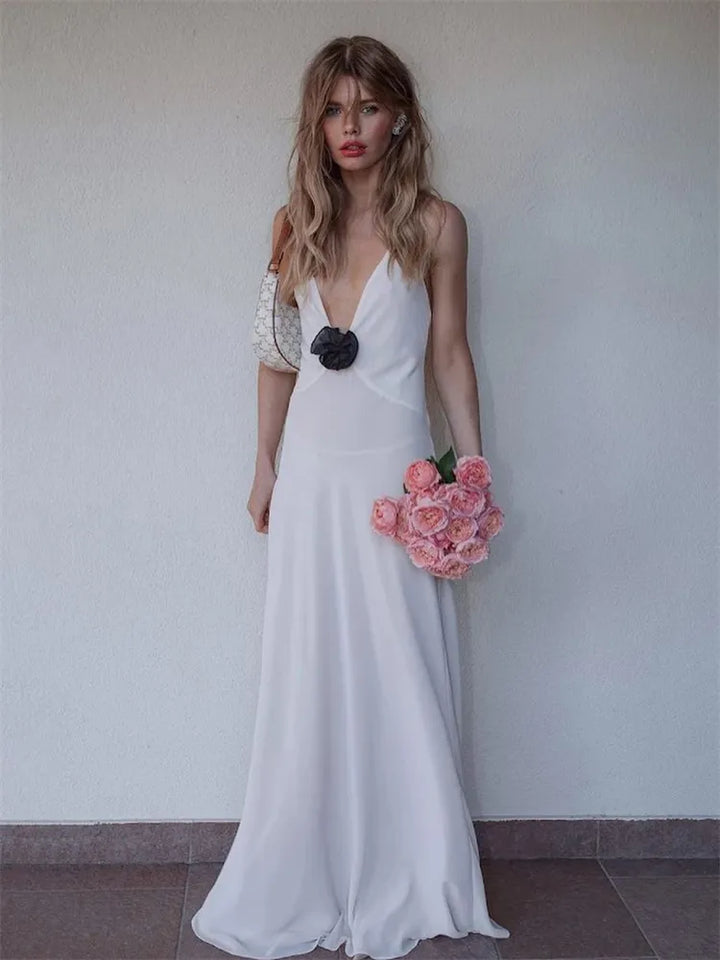 Graceful Drift Backless Slip Dress