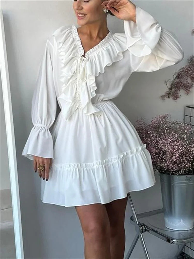 Lily Lace Ruffle Mini Dress