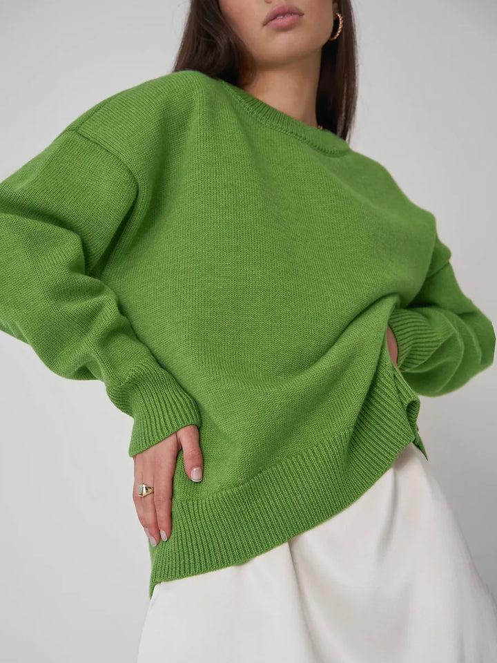 Roll With The Flow O Neck Knitted Pullover