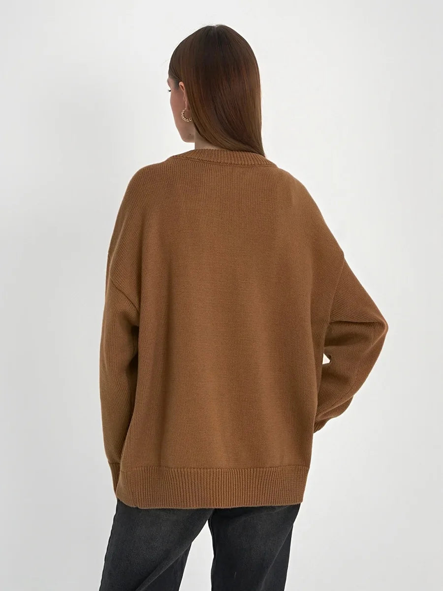 Roll With The Flow O Neck Knitted Pullover