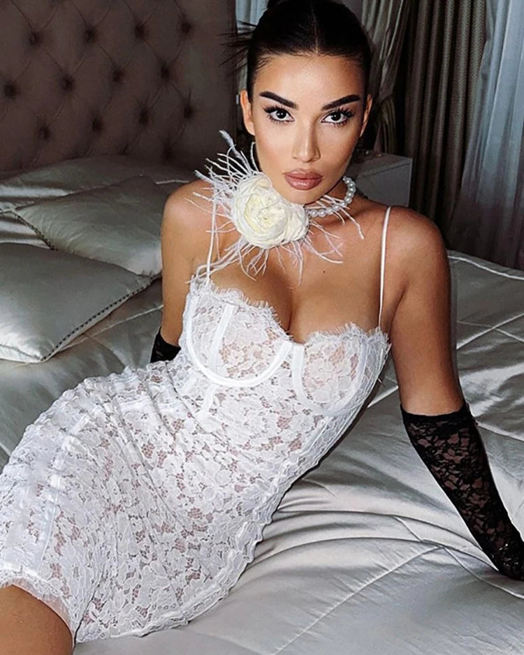 Callie Lace Strap Mini Dress