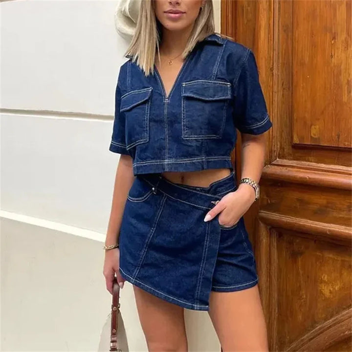 Uncommon Cropped Shirt Denim Set