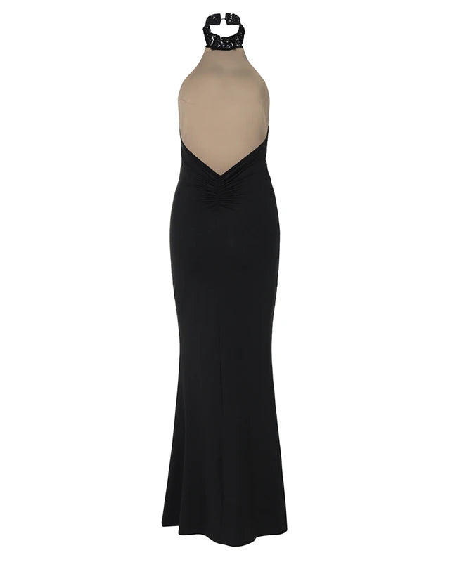 Gabriela Lacework Halter Neck Maxi Dress