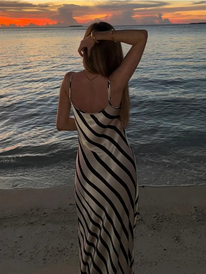 Just Your Stripe Backless Maxi Dress