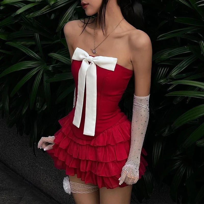 Your Christmas Bow Mini Skirt Set