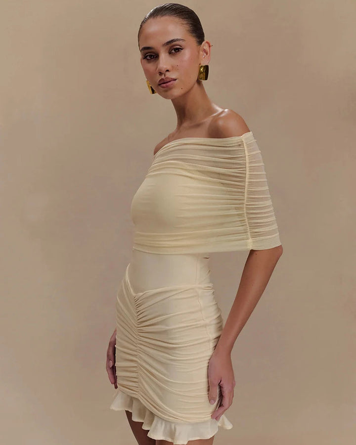 Lucy Off Shoulder Mini Mesh Dress