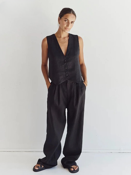 Justine High Waist Pants Suit Set