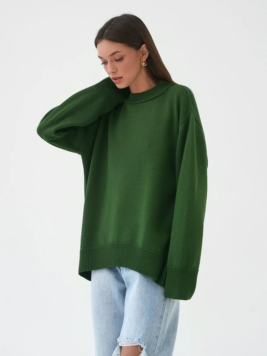 Roll With The Flow O Neck Knitted Pullover