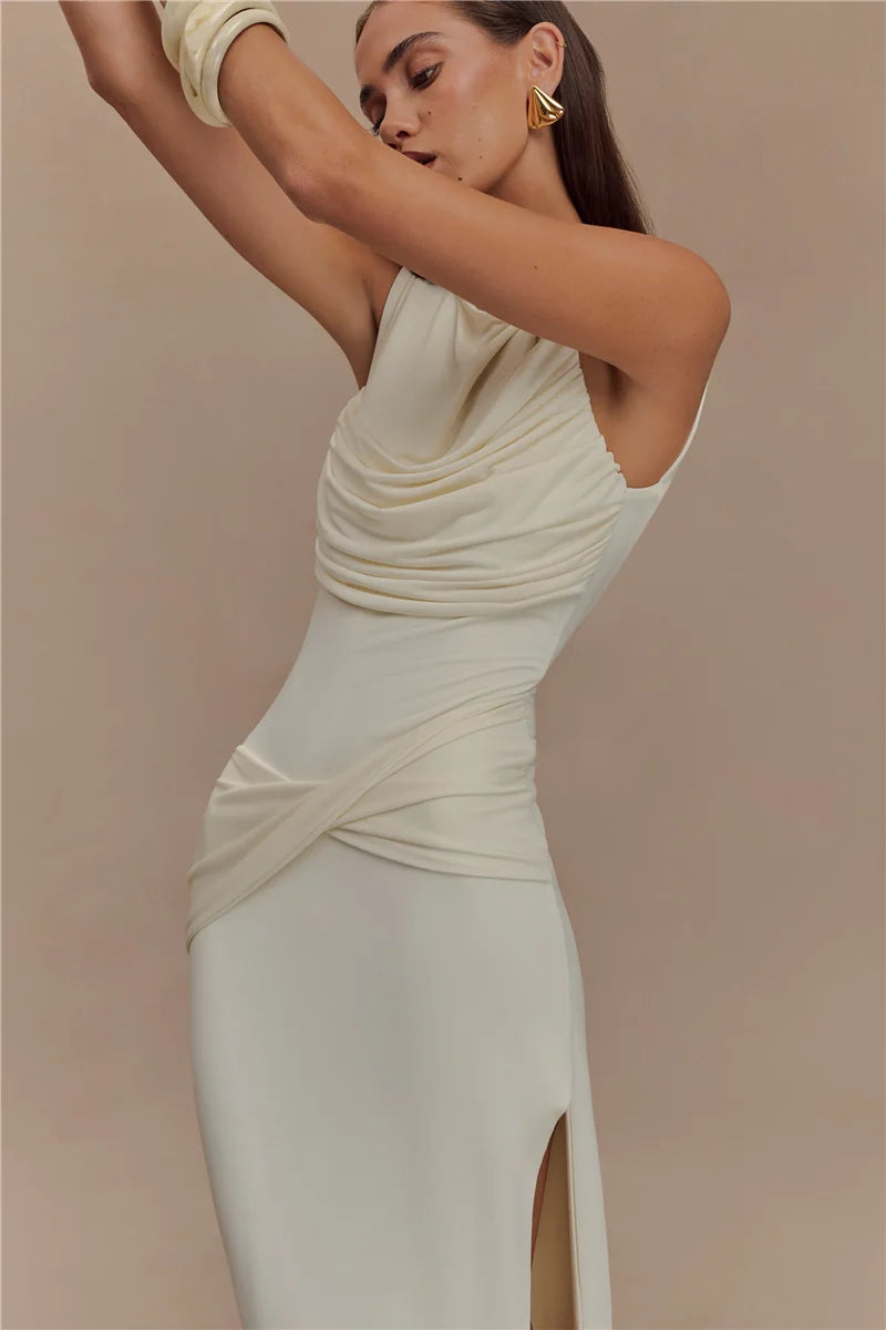Jennifer Backless Ruched Maxi Dress
