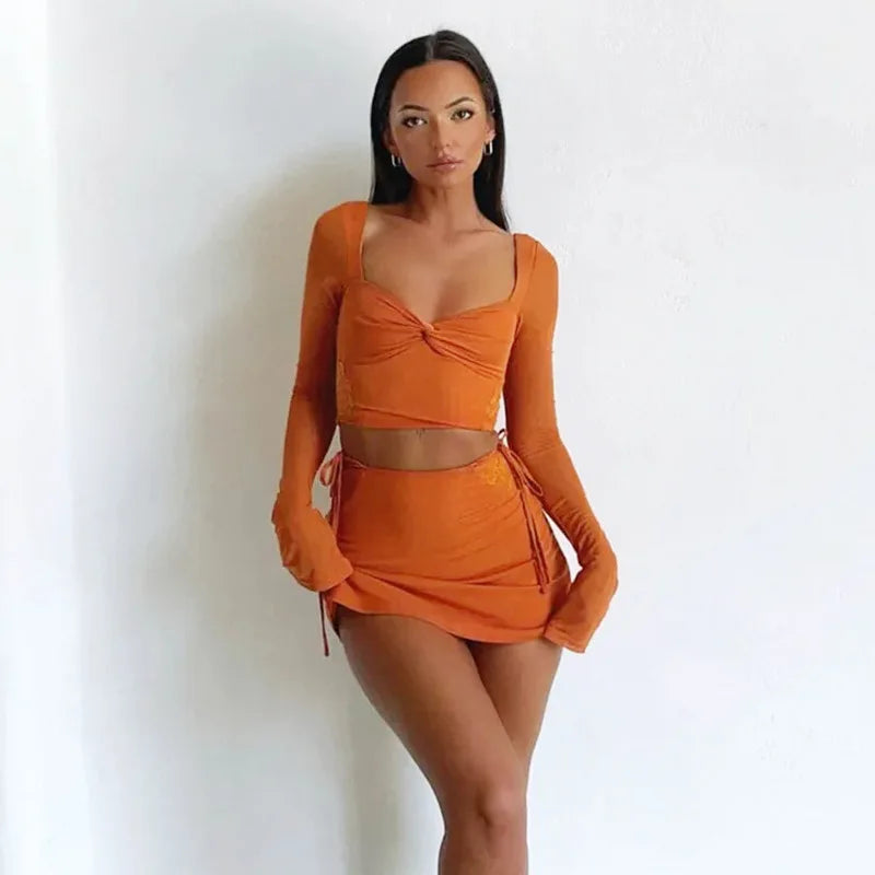 Sweetheart Tangerine Dream Mini Skirt Set