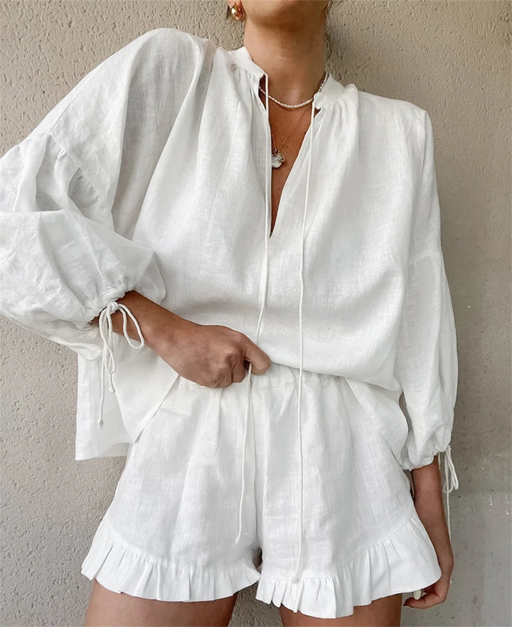 Brixley Loose Ruffle Shorts Set