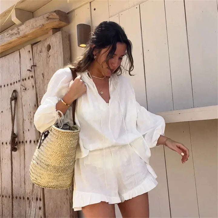 Brixley Loose Ruffle Shorts Set