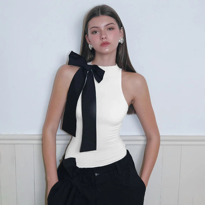 Yin-Yang Bow Sleeveless Bodysuit