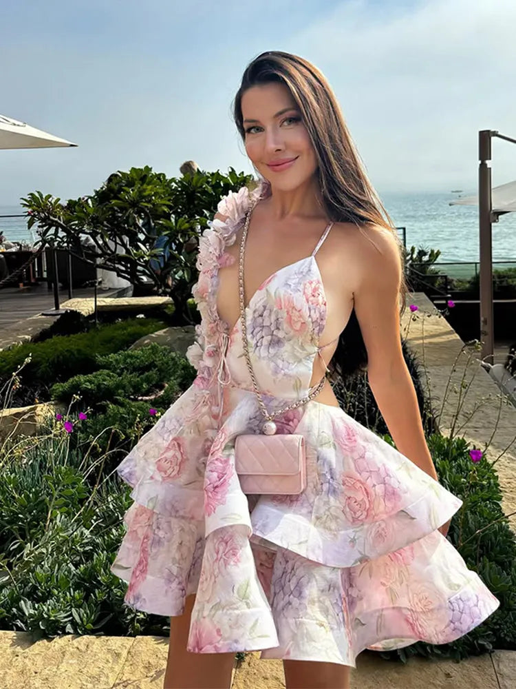 Blossom Floral V Neck Mini Dress