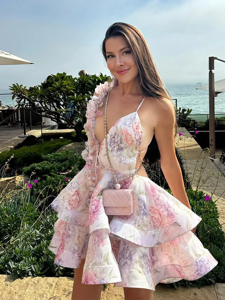 Blossom Floral V Neck Mini Dress