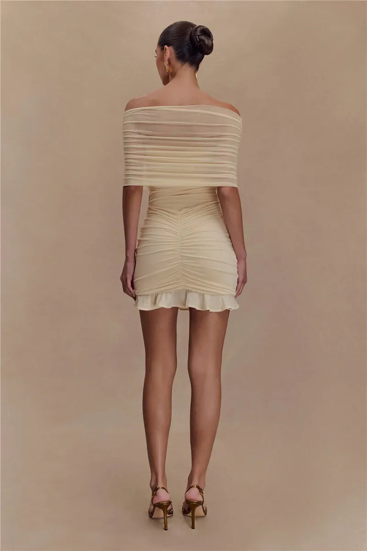 Lucy Off Shoulder Mini Mesh Dress