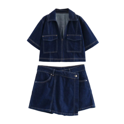 Uncommon Cropped Shirt Denim Set