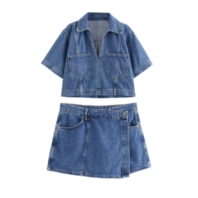 Uncommon Cropped Shirt Denim Set