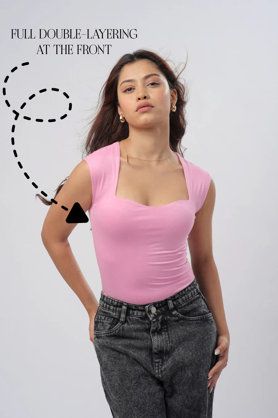 Sia Sweetheart Neckline Top - Baby Pink