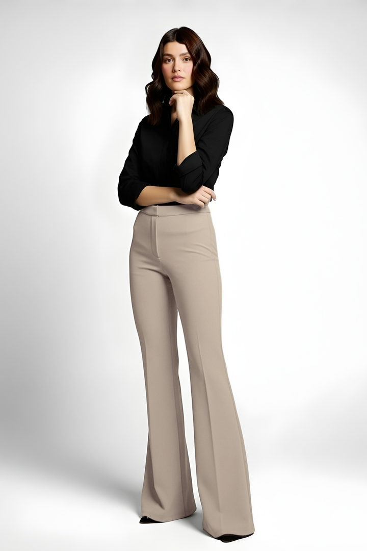 Swiss Sculpt Stretchable BootCut Flare Pants - Beige