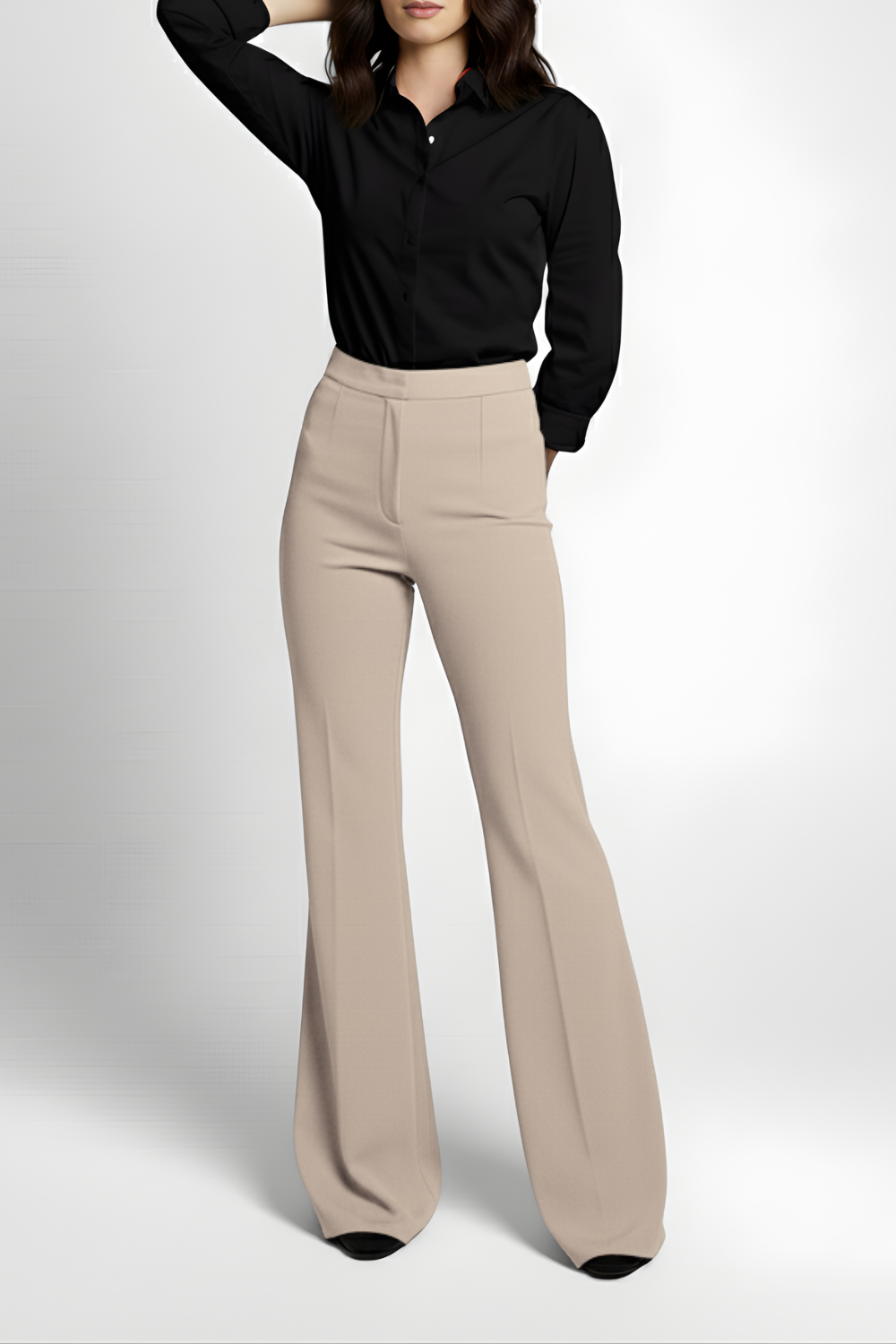Swiss Sculpt Stretchable BootCut Flare Pants - Beige