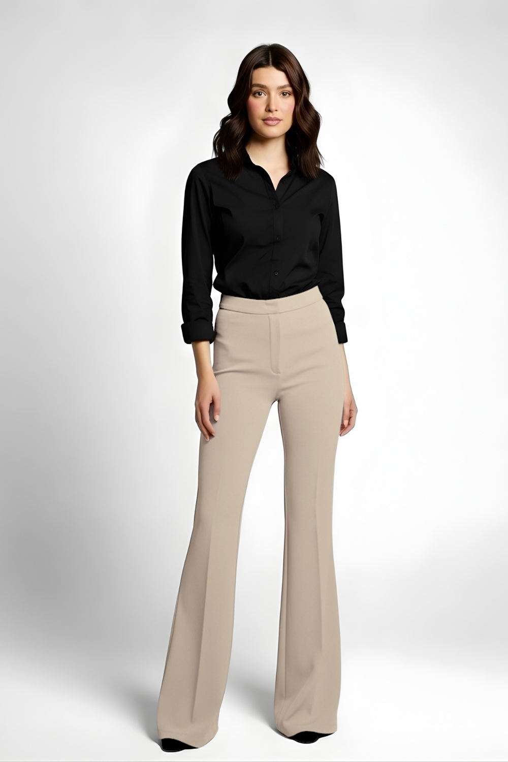 Swiss Sculpt Stretchable BootCut Flare Pants - Beige